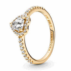 PANDORA zlatý prsten Zářivé srdce 159139C01