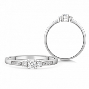 SOFIA DIAMONDS zlatý zásnubní prsten s diamanty 0,12 ct a 0,05 ct H/SI3 na bocích CK50001201855