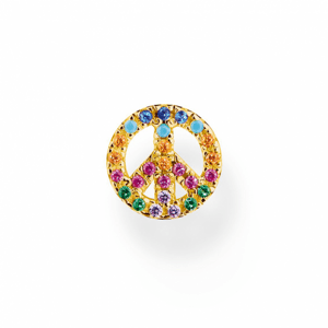 THOMAS SABO kusová náušnice Peace with colourful stones gold H2218-488-7