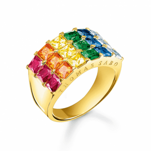 THOMAS SABO prsten Colourful stones pavé gold TR2359-996-7
