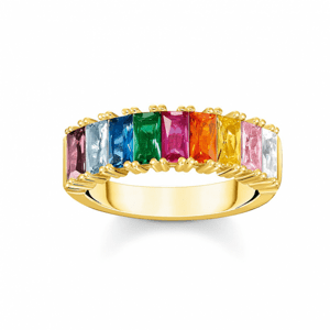 THOMAS SABO prsten Colourful stones pavé gold TR2404-996-7
