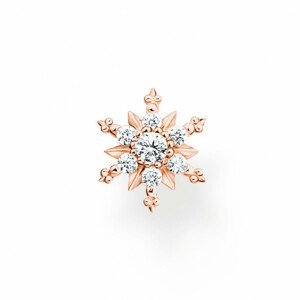 THOMAS SABO kusová náušnice Snowflake with white stones rose gold H2260-416-14
