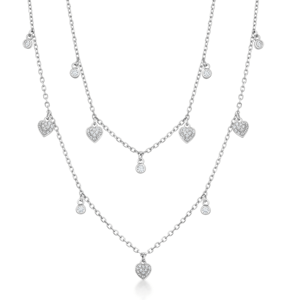 SOFIA stříbrný náhrdelník se srdíčky a zirkony CONZB97458