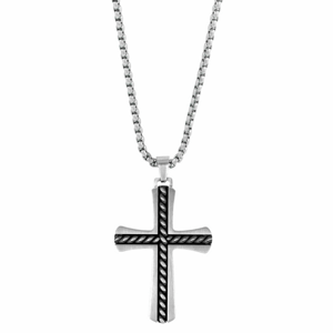 FRANK 1967 pánský ocelový náhrdelník s křížem FR7FN-0034
