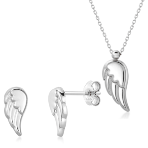 SOFIA zlatý set náhrdelník a náušnice andělská křídla AG10029-PRE2-14KWG+AG10029-BO-CA-14KWG