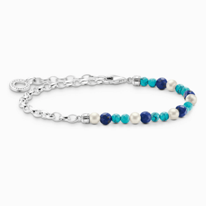 THOMAS SABO náramek na charm Blue beads, pearls and chain links A2100-056-7
