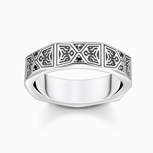 THOMAS SABO prsten Faceted design with black stones silver TR2432-643-11