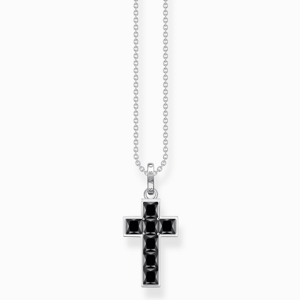 THOMAS SABO náhrdelník Cross with black stones KE2166-643-11