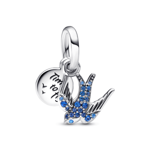 PANDORA stříbrný korálek Vlaštovka s modrými křišťály 792570C01