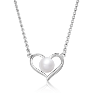 SOFIA stříbrný náhrdelník srdce s perlou WWPS170280N-1