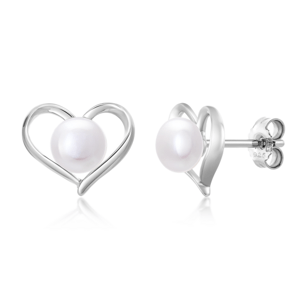 SOFIA stříbrné náušnice srdce s perlou WWPS170280E-1