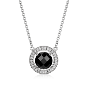 SOFIA stříbrný náhrdelník s černým zirkonem AEAN0290Z,BKZ/R42+5
