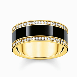 THOMAS SABO prsten Band ring with black enamel and zirconia TR2446-565-11
