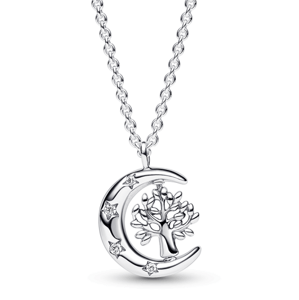 PANDORA stříbrný náhrdelník Měsíc a strom života 392992C01-50