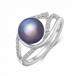 SOFIA stříbrný prsten s tmavou perlou AEAR3383Z,BKFM/R