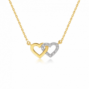 SOFIA DIAMONDS zlatý náhrdelník spojené srdce s diamantem 0,05 ct GEMCS30038-18