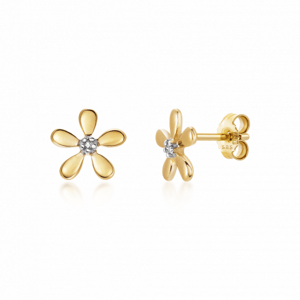 SOFIA DIAMONDS zlaté náušnice květy s diamantem 0,01 ct GEMBO24092-15