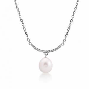 SOFIA stříbrný náhrdelník s perlou a zirkony WWPS171226N-SF1