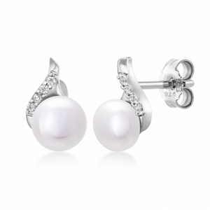 SOFIA stříbrné náušnice s perlou AEAE5670Z,WFM/R