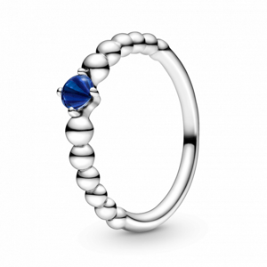 PANDORA prsten s křišťálem v barvě mořská modrá 198867C12