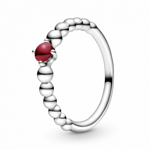 PANDORA prsten s křišťálem tmavě červené barvy 198867C08