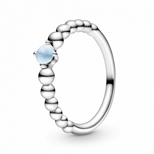 PANDORA prsten s křišťálem nebesky modré barvy 198867C07