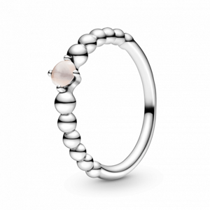 PANDORA prsten s křišťálem matné jemně růžové barvy 198867C06