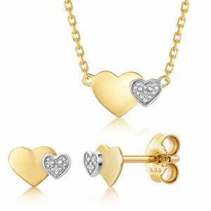 SOFIA zlatý set náhrdelník a náušnice spojená srdce GEMCS31061-11+GEMBO31062-10