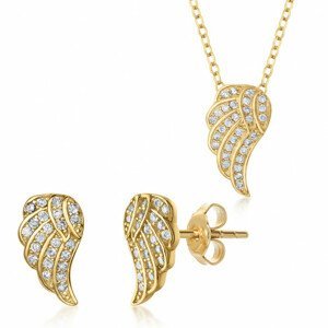 SOFIA stříbrný set náhrdelník a náušnice andělská křídla IS028CT012YG+IS028OR086YG