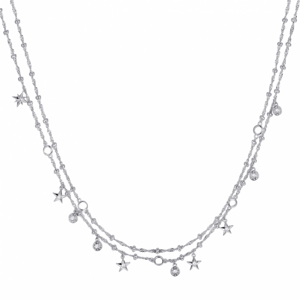 ROSATO stříbrný dvojitý náhrdelník s hvězdičkami a zirkony RORZC019