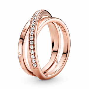 PANDORA pozlacený prsten s třemi obroučkami 189057C01