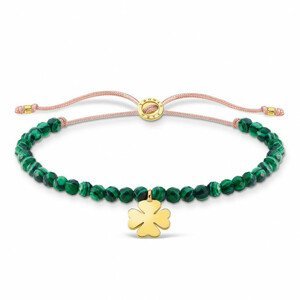 THOMAS SABO šňůrkový náramek Green pearls cloverleaf gold A1983-140-6-L20v