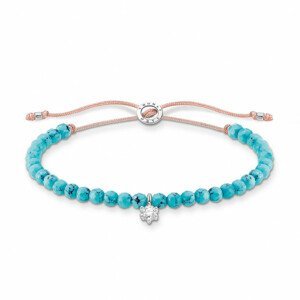 THOMAS SABO šňůrkový náramek Turquoise pearls with white stone A1987-905-17-L20v