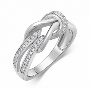 SOFIA stříbrný propletený prsten se zirkony CORZB87857