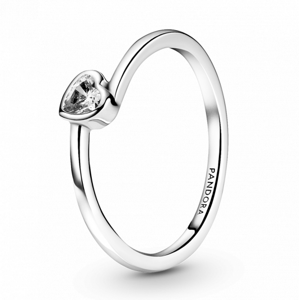 PANDORA prsten Čiré nakloněné srdce 199267C02