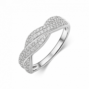 SOFIA stříbrný propletený prsten se zirkony CORZB46523