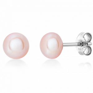 SOFIA stříbrné náušnice růžové perly WWZAPBUTT-6RO