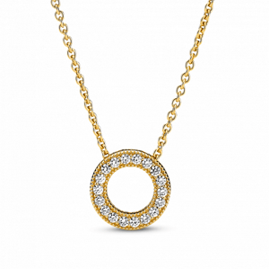 PANDORA pozlacený náhrdelník Pandora Logo 367436C01-45