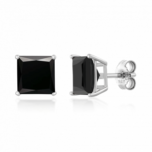 SOFIA stříbrné náušnice s černým zirkonem S99-8x8BL+S99-8x8BL