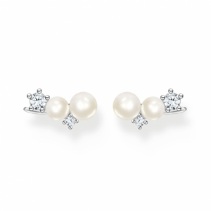 THOMAS SABO náušnice Pearls with white stone silver H2211-167-14