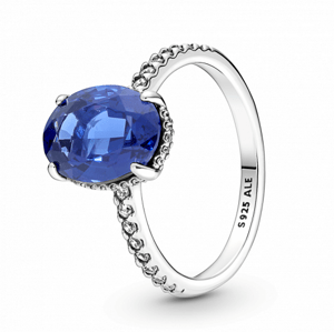 PANDORA prsten s modrým křišťálem 190056C01