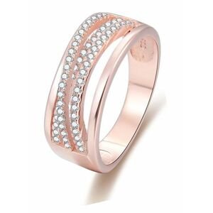 Beneto Růžově pozlacený stříbrný prsten se zirkony AGG340 58 mm