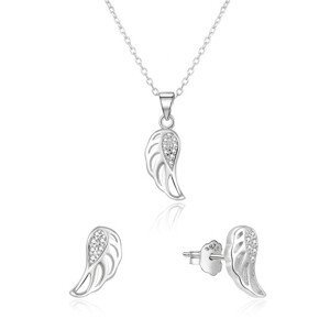 Beneto Stříbrná souprava šperků andělská křídla AGSET64RL (náhrdelník, náušnice)