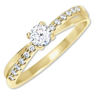 Brilio Půvabný prsten s krystaly ze zlata 229 001 00810 56 mm