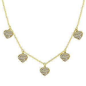 Brilio Silver Romantický pozlacený náhrdelník se srdíčky NCL11Y