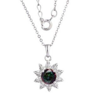 Brilio Silver Elegantní stříbrný náhrdelník s duhovým topazem Mystic Stone MP06090B (řetízek, přívěsek)