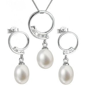 Evolution Group Luxusní stříbrná souprava s pravými perlami Pavona 29030.1 (náušnice, řetízek, přívěsek)
