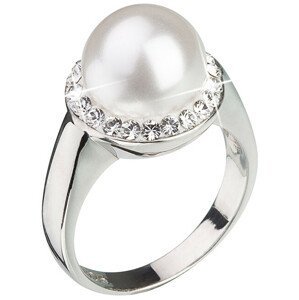 Evolution Group Stříbrný perlový prsten s krystaly Swarovski London Style 35021.1 52 mm