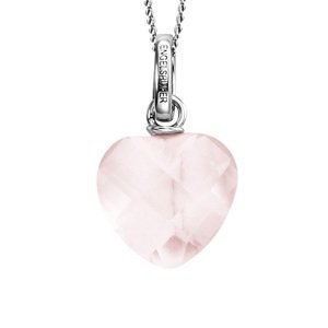 Engelsrufer Romantický stříbrný náhrdelník s růženínem ERN-HEART-RQ (řetízek, přívěsek)