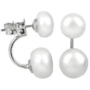JwL Luxury Pearls Originální náušnice s pravými bílými perlami 2v1 JL0287